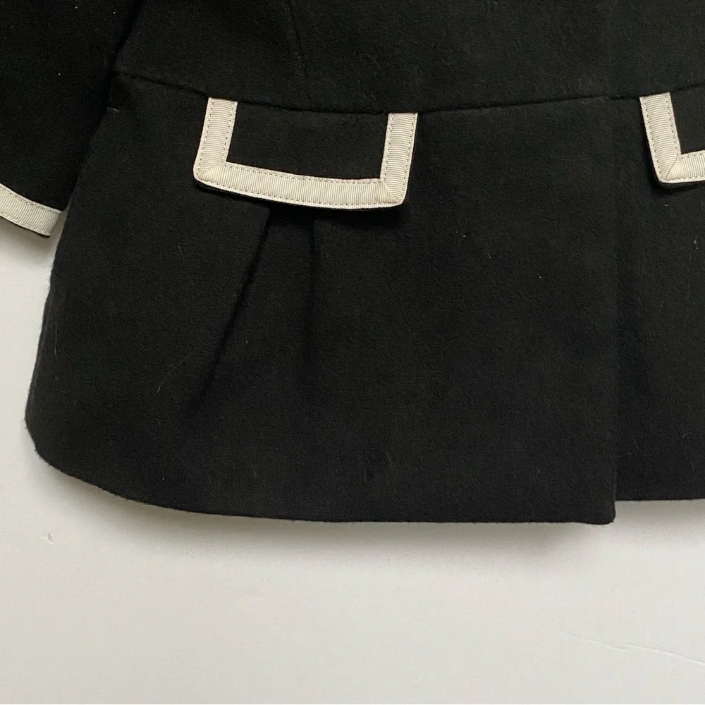 Janie and Jack Jacket Size 3 6 Months Black Winter Formal Dressy White Bows EUC